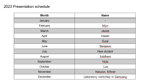 2023 Presentation schedule 이미지