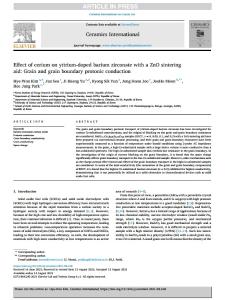 Effect of cerium on yttrium-doped barium zirconate with a ZnO sintering aid: Grain and grain boundary protonic conduction