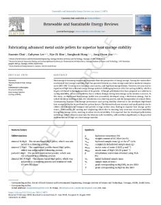 Fabricating Advanced Metal Oxide Pellets for Superior Heat Storage Stability