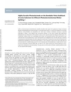 Highly Durable Photoelectrode on the Bendable Yttria-Stabilized Zirconia Substrate for Efficient Photoelectrochemical Water Splitting